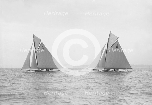  'Ventana' and 'The Truant' racing upwind, 1913. Creator: Kirk & Sons of Cowes.