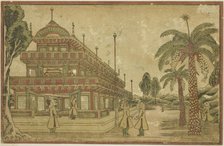 Newly Published Dutch Perspective View: The Tomb of King Mausolus in Asia, c. 1824/25. Creator: Utagawa Kuninaga.