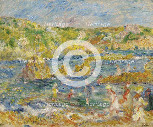Rochers de Guernesey avec personnages (Plage à Guernesey) , 1883. Creator: Renoir, Pierre Auguste (1841-1919).
