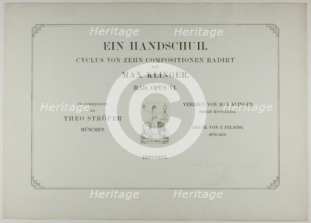 Cover to A Glove, 1881. Creator: Max Klinger.