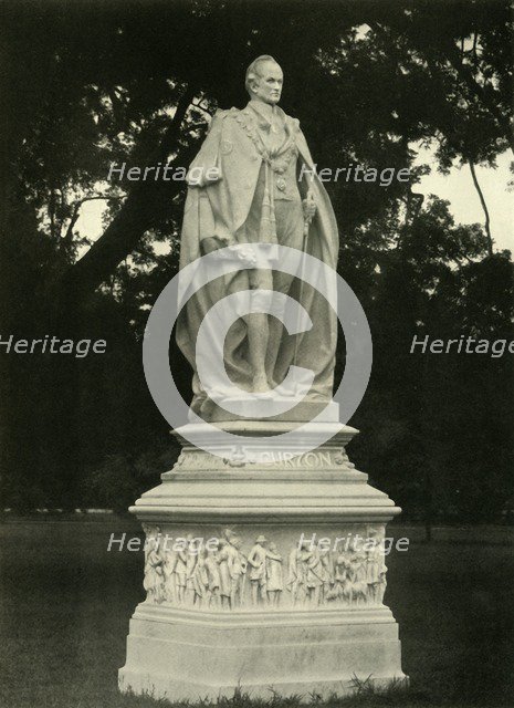 'Statue of Lord Curzon in Grounds of Victoria Memorial Hall', 1925. Creator: Unknown.