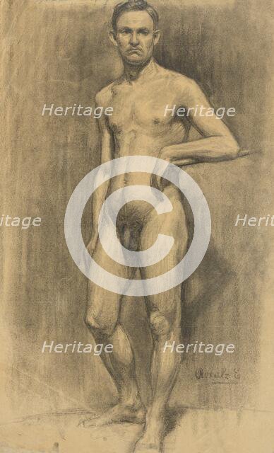 Study of a standing male nude, 1908-1914. Creator: Emil Alexay-Olexák.