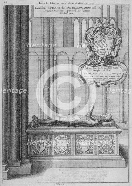 Tomb of John Beauchamp in old St Paul's Cathedral, City of London, 1656. Artist: Wenceslaus Hollar