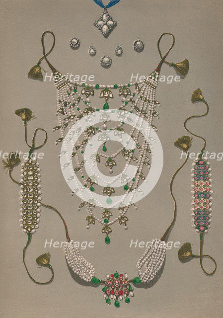 'Cross Pendant Brooches & Earrings, Suite of Indian Ornaments', 1863.  Artist: Robert Dudley.