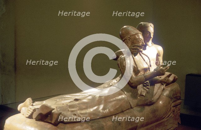 Etruscan sarcophagus with reclining couple, Cerveteri, Italy, 6th century BC. Artist: Unknown