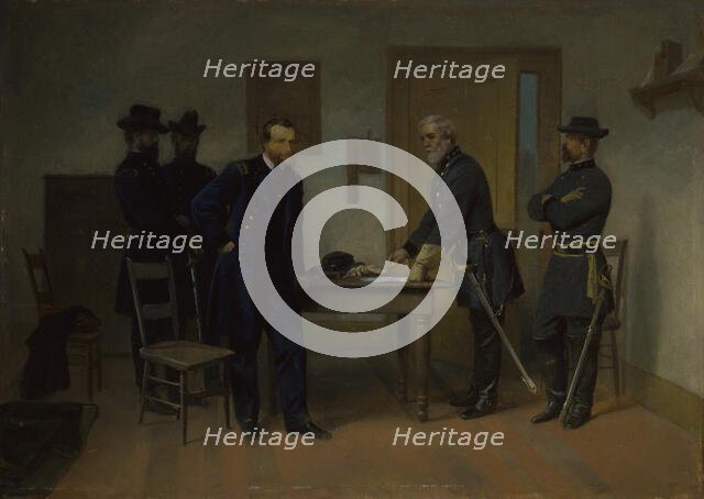 Lee Surrendering to Grant at Appomattox, ca. 1870. Creator: Alonzo Chappel.