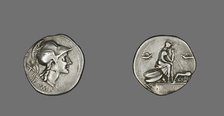 Denarius (Coin) Depicting the Goddess Roma, 115 or 114 BCE. Creator: Unknown.