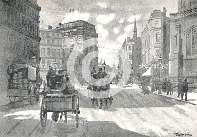 'The Mansion House Station, District Railway Queen Victoria Street', 1891. Creator: William Luker.