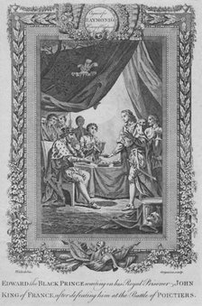 'Edward the Black Prince waiting on his Royal Prisoner John, King of France', c1787. Artist: Unknown.