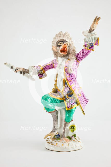 Conductor for the Monkey Band, Meissen, c. 1765. Creator: Modeled by Johann Joachim Kändler.