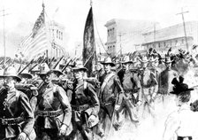 The Spanish-American War: the United States 13th Infantry passing through Tampa..., Florida..., 1898 Creator: Unknown.