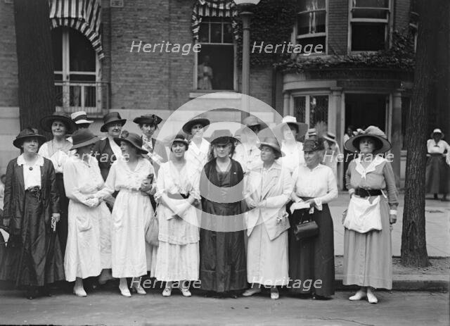 Woman Suffrage - Groups at Headquarters, 1917. Creator: Harris & Ewing.
