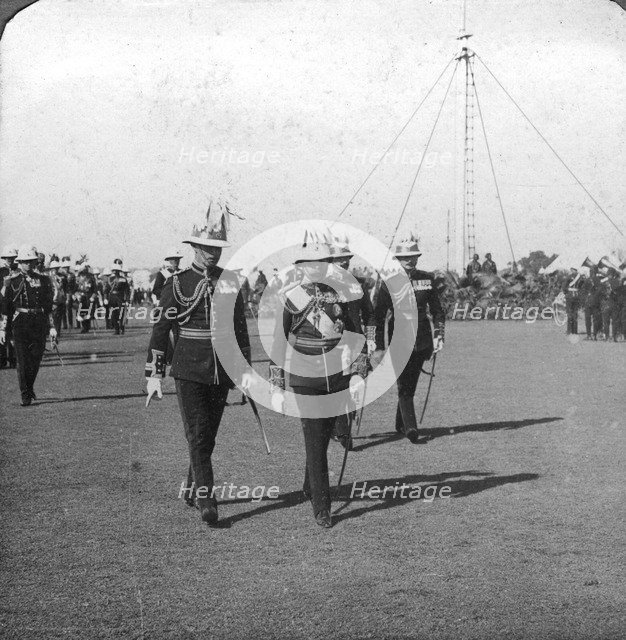 King George V (1865-1936) with Brigadier General Sir R Grimston, Delhi, India, 1912.Artist: HD Girdwood