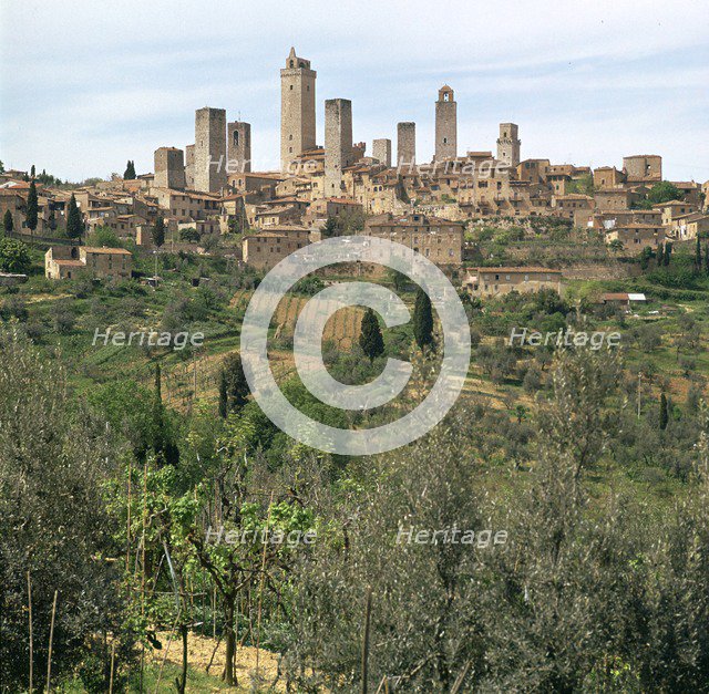 The medieval towers of San Gimignano in Tuscany, Italy, 13th century. Artist: Unknown