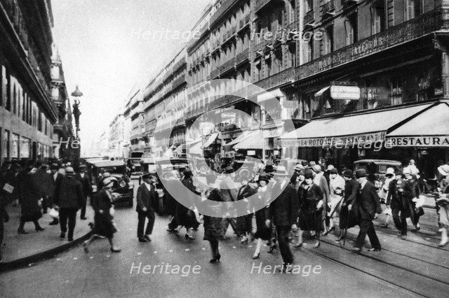 Rue Lafayette at shopping time, Paris, 1931.Artist: Ernest Flammarion