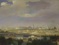View of the Moscow Kremlin from the Bolotnaya (Marsh) square, Mid of the 19th cen.. Artist: Anonymous, 18th century  