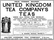 Advertisement for United Kingdom Tea Company, Limited, 1890. Creator: Unknown.