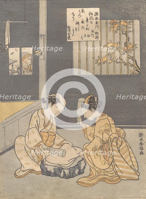 Fulling Cloth at the Jewel River (Kinuta no Tamagawa), ca. 1768., ca. 1768. Creator: Suzuki Harunobu.