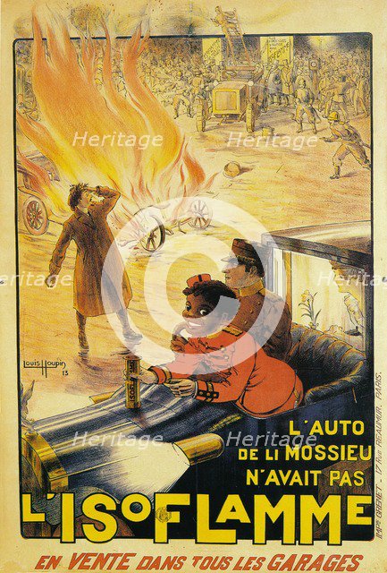 'Advertisement for Isoflamme fire extinguishers, 1913. Artist: Louis Houpin.