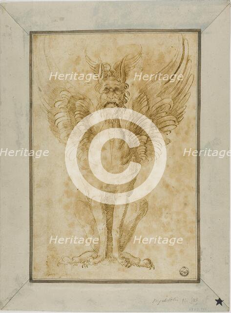 Squatting Monster with Human Head and Wings, n.d. Creators: Virgil Solis, Baccio del Bianco.