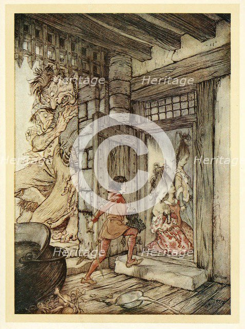 Taking the keys of the Castle, Jack unlocked all the doors, from English Fairy Tales, pub. 1922. Creator: Arthur Rackham (1867 - 1939).
