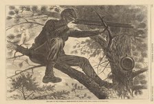 The Army of the Potomac - A Sharp-Shooter on Picket Duty, 1862. Creator: Winslow Homer.