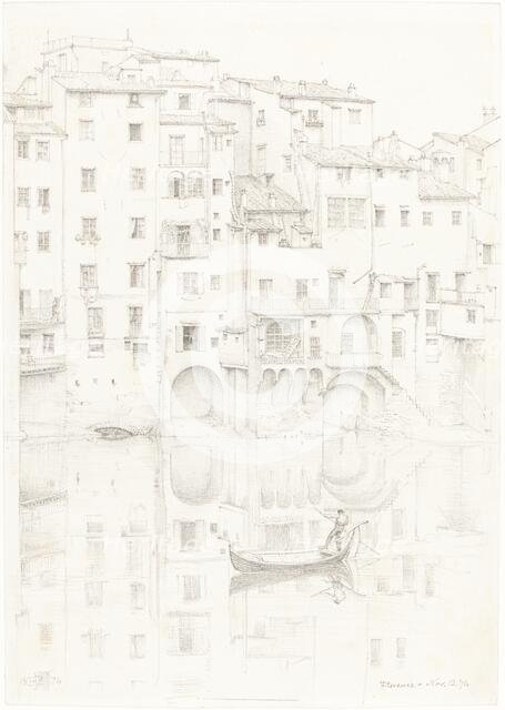 A View of the Arno, Florence, 1874. Creator: Edward John Poynter.