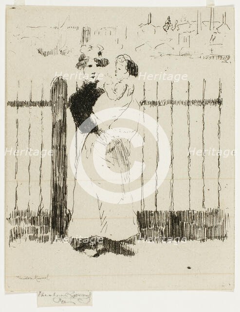 Emma and Her Baby, Chelsea Embankment, 1888-89. Creator: Theodore Roussel.