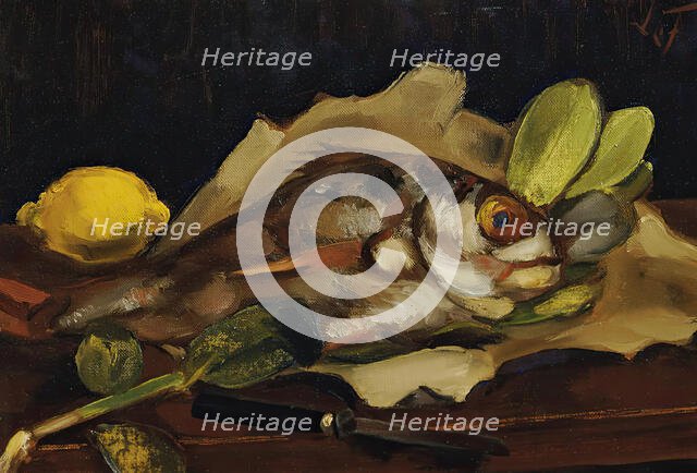 Fish still life with lemon, 1921. Creator: Henri Victor Gabriel Le Fauconnier.
