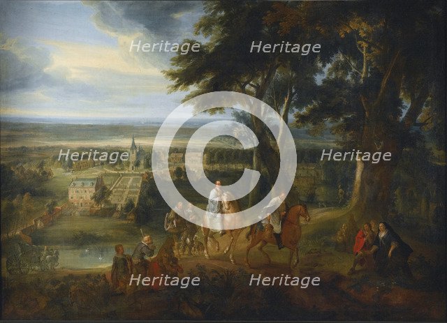 Rudolf of Habsburg (1218-1291) handing over his horse to a priest delivering the viaticum. Artist: D'Arthois, Jacques (1613-1686)