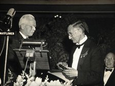 NH Swellengrebel receiving the Laveran Prize from Rolla Dyer, 1948. Creator: Unknown.