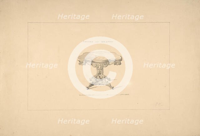 Design for a Fancy Table, Louis Quatorze Style, 1835-1900. Creator: Robert William Hume.