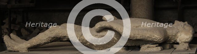 Plaster cast of human remains, Pompeii, Italy, 2009.  Creator: LTL.