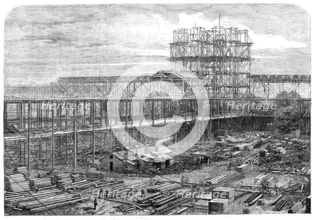 Progress of the International Exhibition building: works of the Nave, Eastern Transept..., 1861. Creator: T. Bolton.