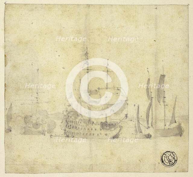 Ships in a Harbor, n.d. Creator: Willem van de Velde the Younger.