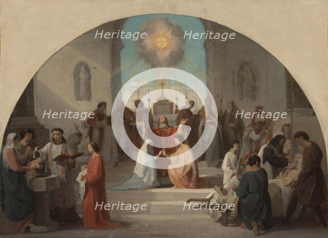 Esquisse pour l'église Sainte-Elisabeth : Les sept Sacrements, 1844. Creator: Paul Jourdy.