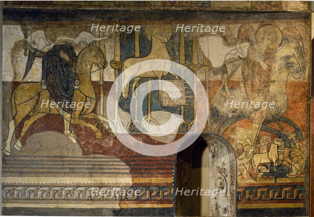 Scenes of the Apocalypse, murals in the side of the nave, Polinyà 1122. They come from the parish…