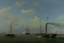 The Danish squadron at anchor at Warnemünde rhed, 1842. Creator: Friedrich Theodore Kloss.