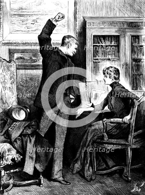 His hand remained raised - he was speechless...he was helpless with blind rage and madness, 1890. Creator: R. Taylor.