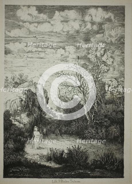 Bathing Woman and Time, 1857. Creator: Rodolphe Bresdin.