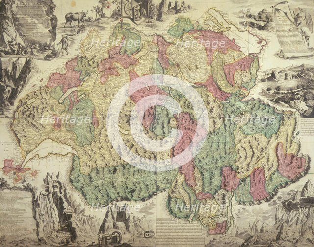 Map of Switzerland, 1740. Creator: Johann Jakob Scheuchzer.