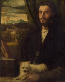 Portrait of a Man with a Dog, c. 1520. Creator: Giovanni Cariani.