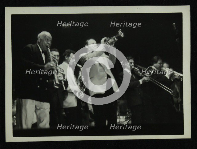 Sidney Bechet (soprano saxophone) and Humphrey Lyttelton playing at Colston Hall, Bristol, 1956. Artist: Denis Williams