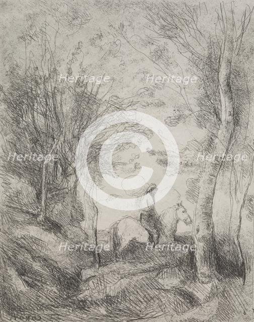 The Great Cavalier in the Wood, original impression 1854, printed in 1921. Creator: Jean Baptiste Camille Corot (French, 1796-1875).