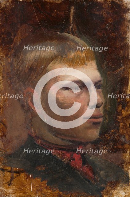 Head study of a village farmhand, 1880-1900. Creator: Ladislav Mednyanszky.