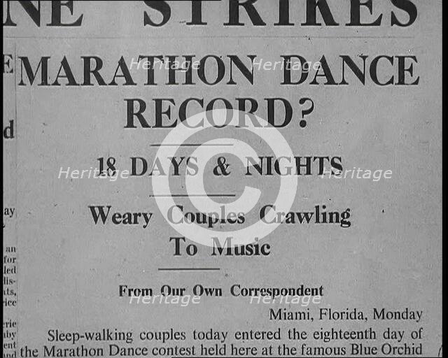 Newspaper Reading: ‘Marathon Dance Record?’, 1930s. Creator: British Pathe Ltd.