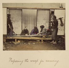 Preparing the Warp for Weaving, about 1873-1883. Creator: Shinichi Suzuki I.