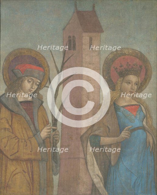 Diptych of Saints Achatius, Barbara, Apollonia, and Sebald, c. 1490. Creator: Unknown.