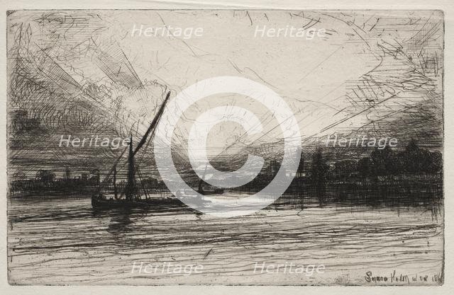 Sunset on the Thames, 1862. Creator: Francis Seymour Haden (British, 1818-1910).