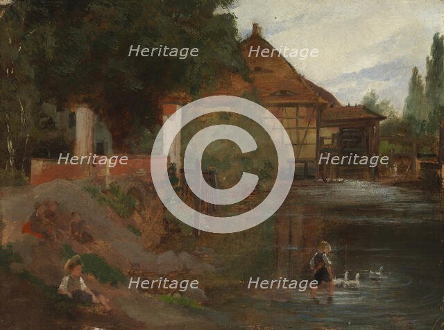 Milldam, Landscape from Germany, 1869. Creator: Fanny Churberg.